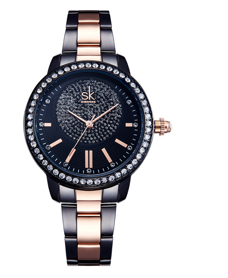 Diamond-Studded Steel Band Women's Watch