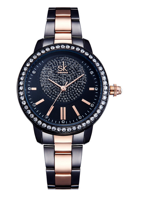 Diamond-Studded Steel Band Women's Watch