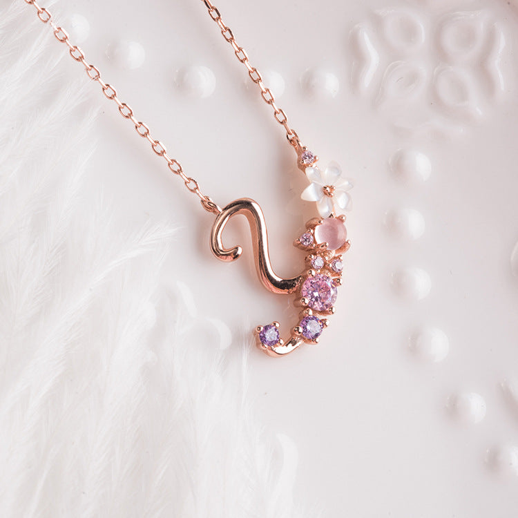 Shell Flower Alphabet Necklace in S925 Silver