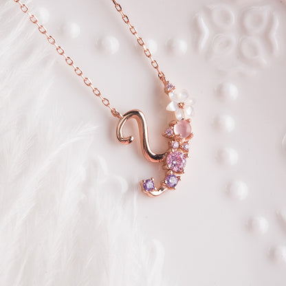 Shell Flower Alphabet Necklace in S925 Silver