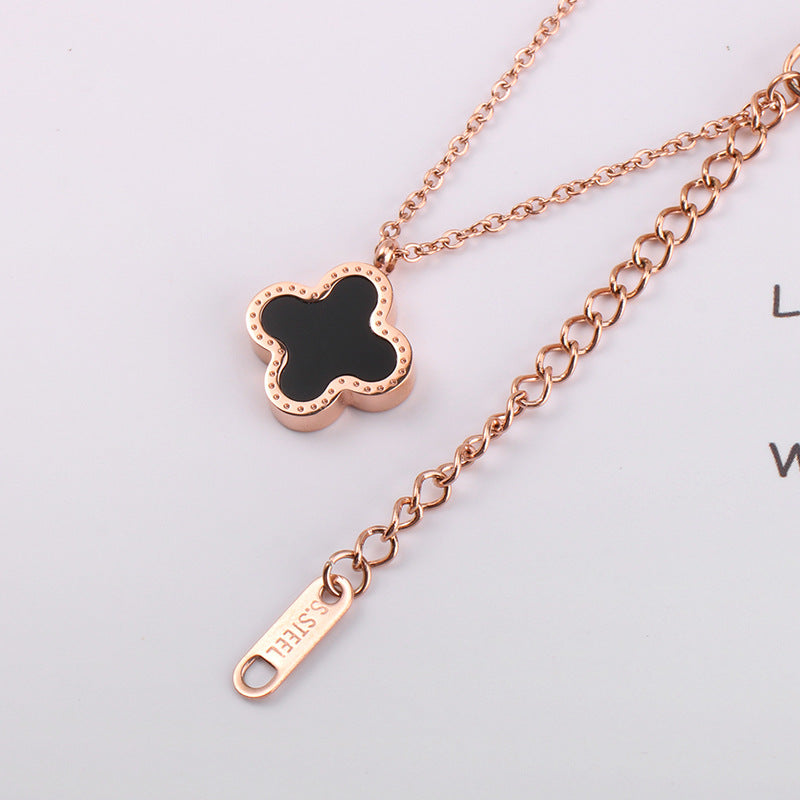 Rose Gold Four Leaf Clover Necklace for Women