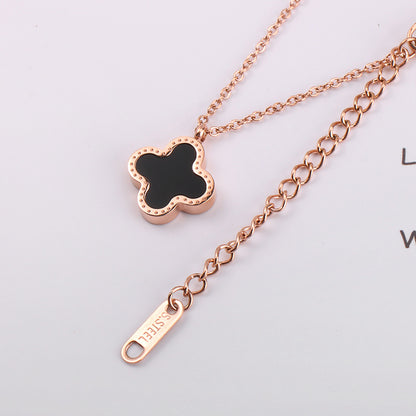 Rose Gold Four Leaf Clover Necklace for Women