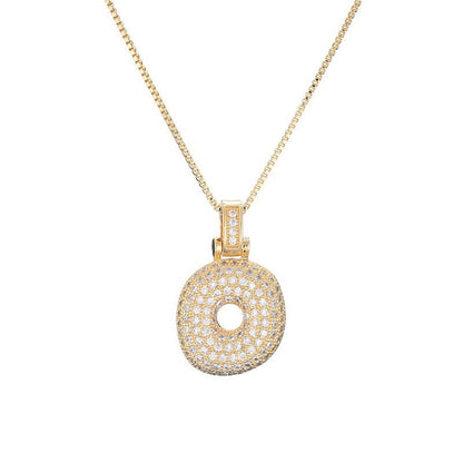 Hip Hop Letter Pendant Necklace with Zircon for Women