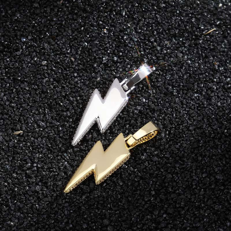 Lightning Pendant Necklace with Zircon Stones (Hip Hop Style)