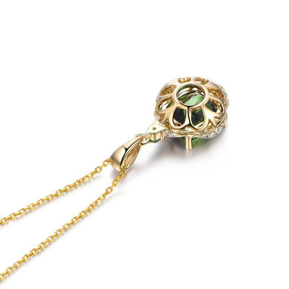 Square Emerald Pendant with Zirconia Crystal Necklace