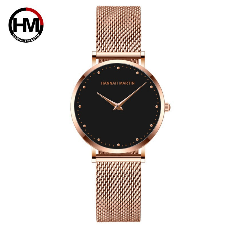 Waterproof Women's Quartz Watch with Steel Mesh Band