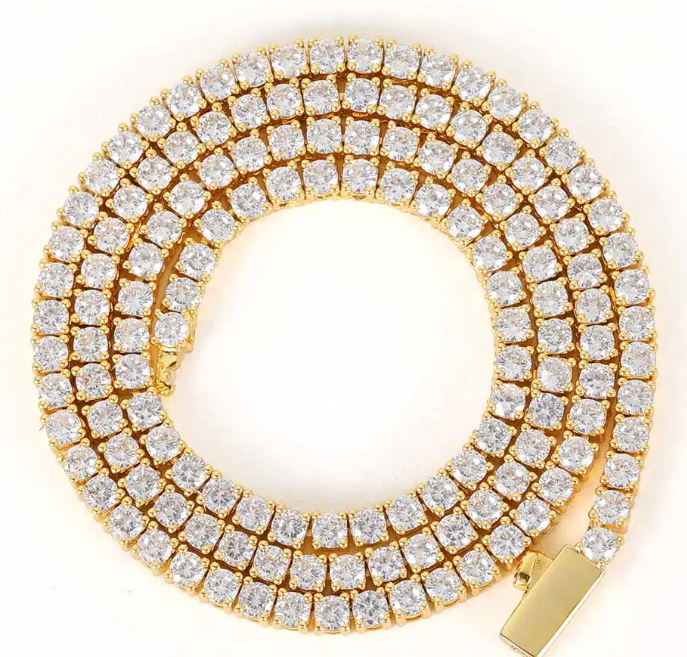 Hip Hop Spring Buckle Single Row Tennis Chain Bracelet