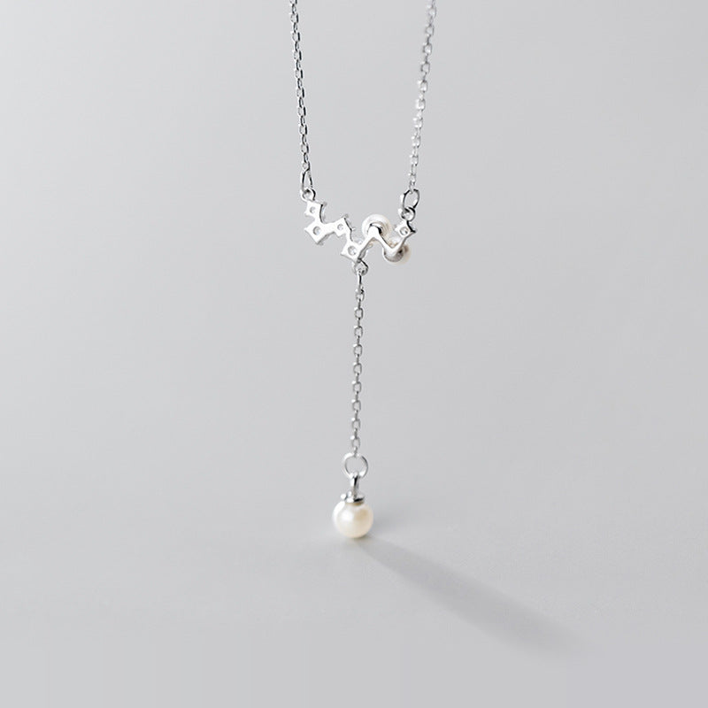 Fashionable S925 Silver Pearl Necklace with Diamonds
