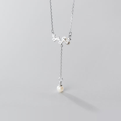 Fashionable S925 Silver Pearl Necklace with Diamonds