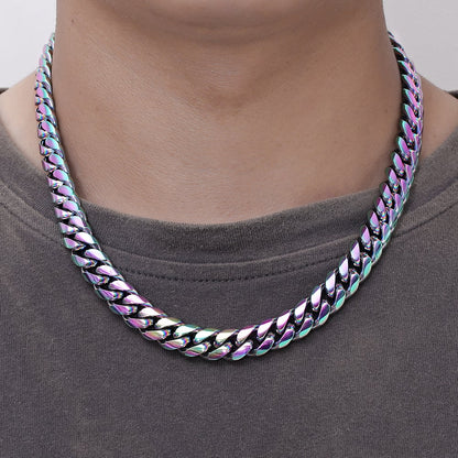 Titanium Steel Cuban Chain with Smooth Buckle Necklace