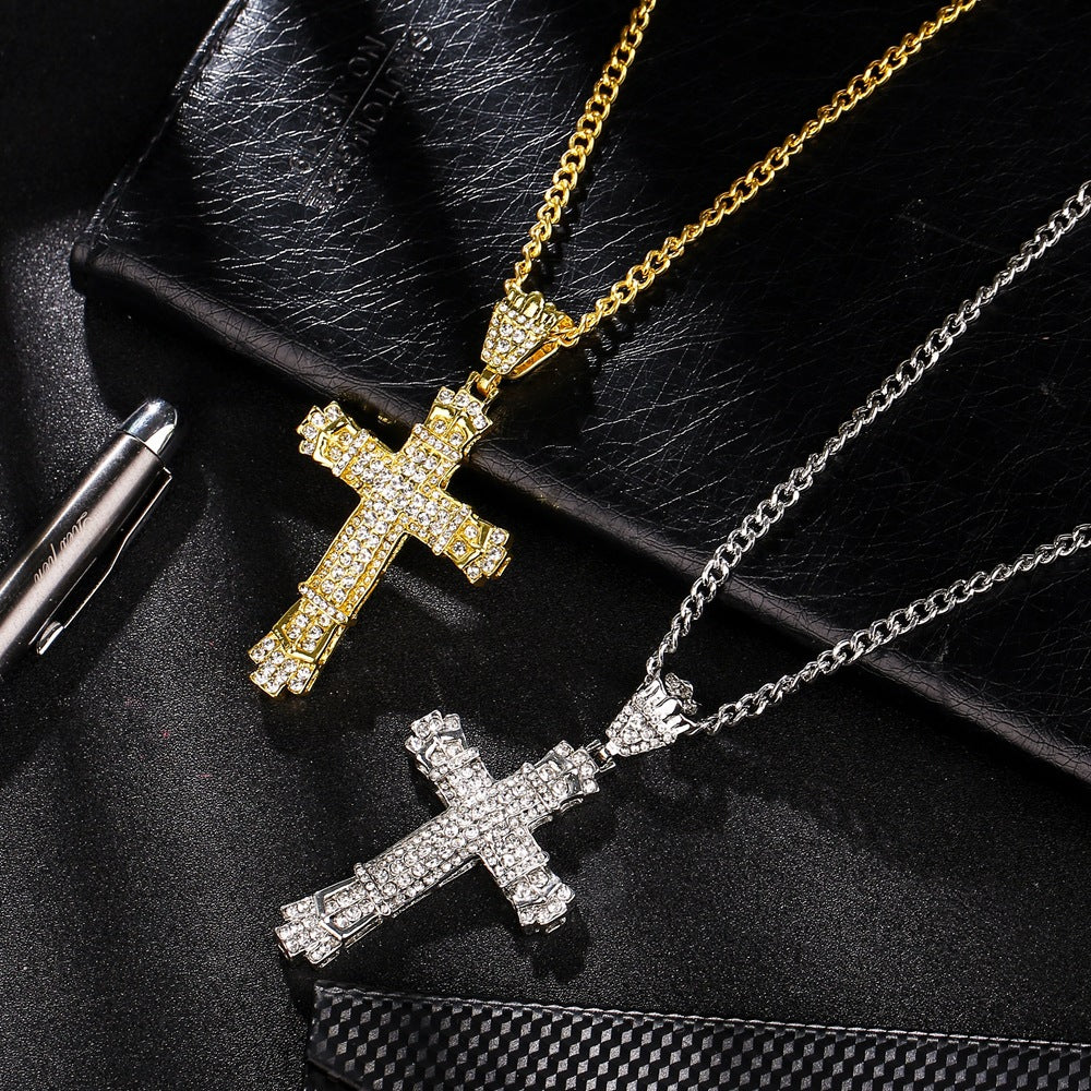 Hip Hop Cross Necklace with Diamond Pendant for Men