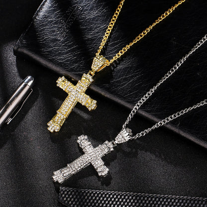 Hip Hop Cross Necklace with Diamond Pendant for Men