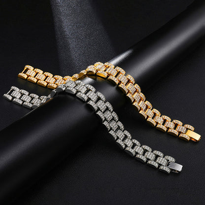 Hip Hop Cuban Chain Diamond Watch Band (EU/US Style)
