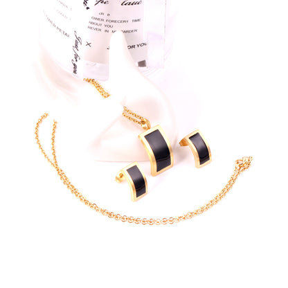 Curved Pearl Shell Pendant Necklace and Earring Set