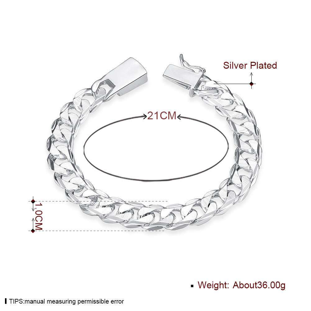 Men's 10MM Silver Side Pattern Bracelet Wholesale Jewelry