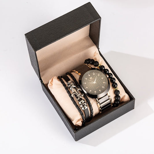 Exquisite Bracelet Set with Steel Band Quartz Watch