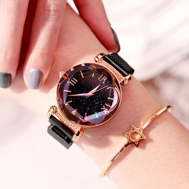 Starry Sky Quartz Watch for Women with Steel Band