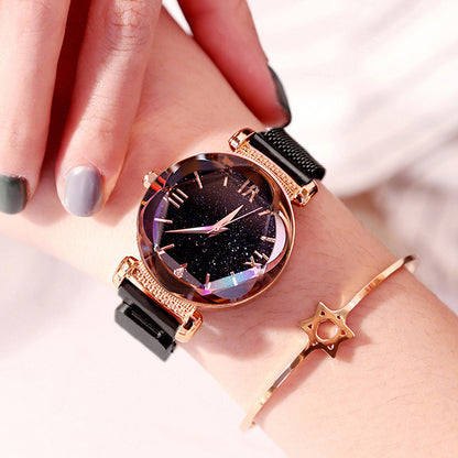Starry Sky Quartz Watch for Women with Steel Band