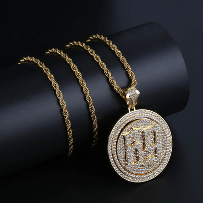 Alloy Rhinestone Hip-Hop Letter 69 Pendant Necklace