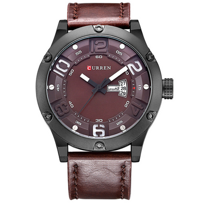 CURREN Men's Dual Calendar Waterproof Quartz Watch