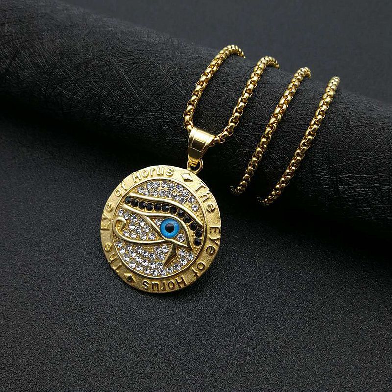 Hip Hop Jewelry: Gold-Plated Eye of Horus Pendant Necklace