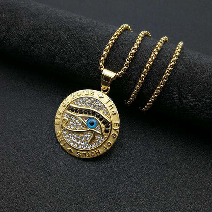Hip Hop Jewelry: Gold-Plated Eye of Horus Pendant Necklace