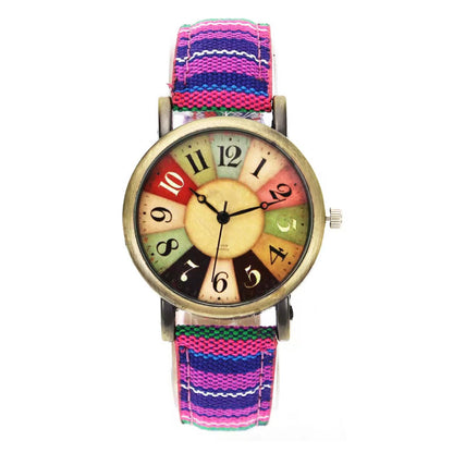 Fashionable Women's Quartz Watch with Denim Strap