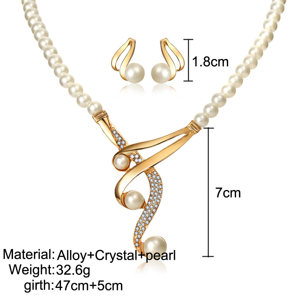 Pearl Choker Necklace and Earrings Bridal Set