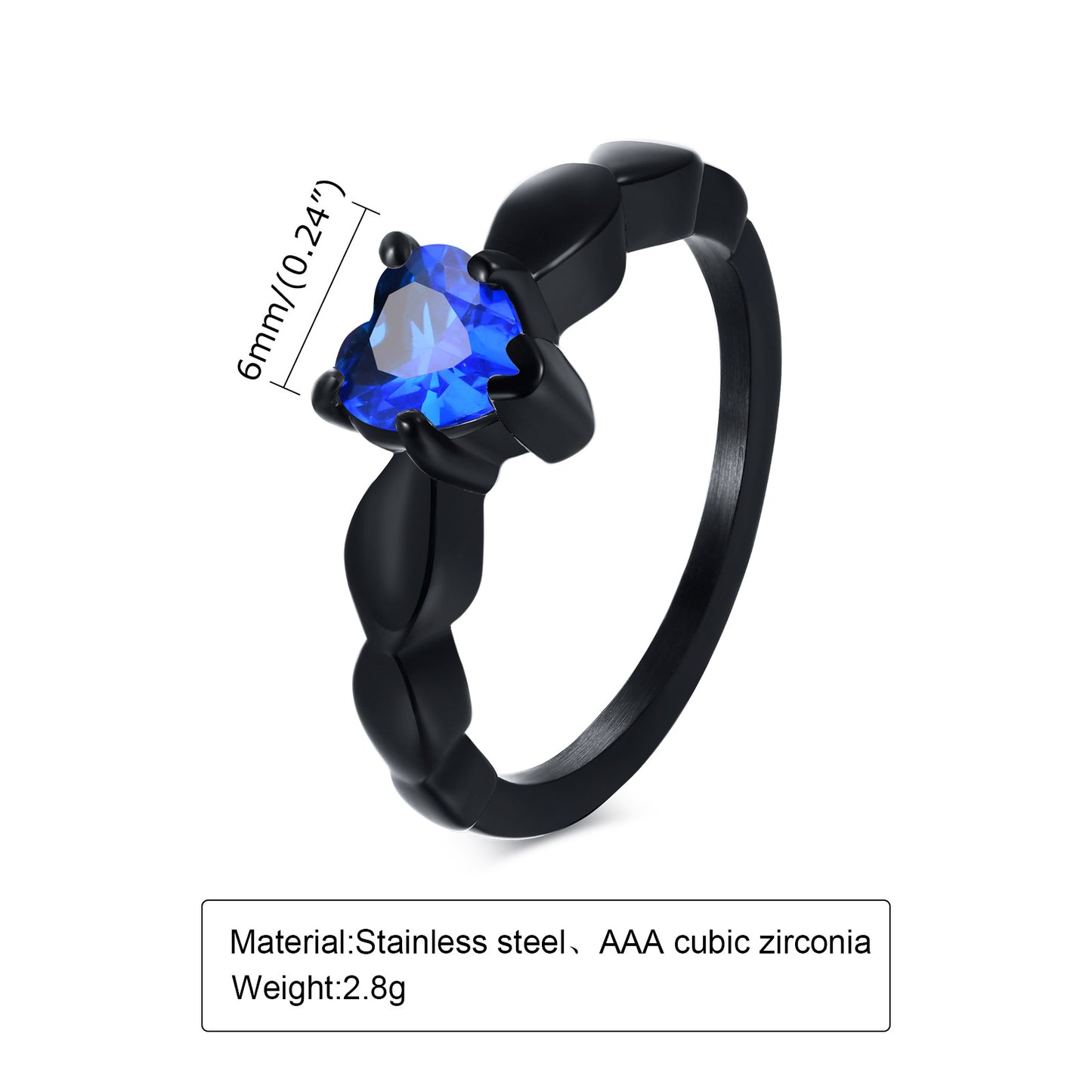 Titanium Steel Couple Rings with Black and Blue Zirconium