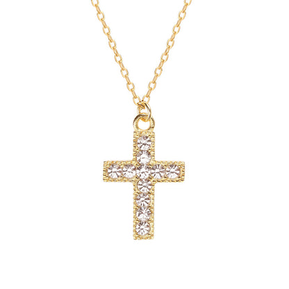 S925 Silver Cross Pendant Necklace with Diamonds