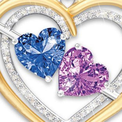 Heart-Shaped Two-Color Pendant with Birthstone Necklace
