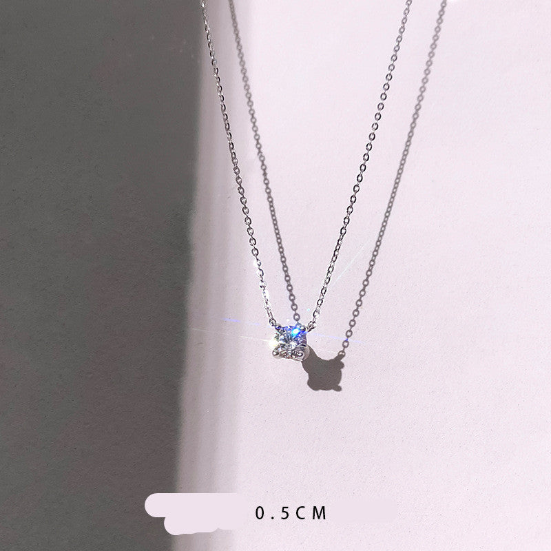Minimalist 925 Silver Diamond Necklace for Women
