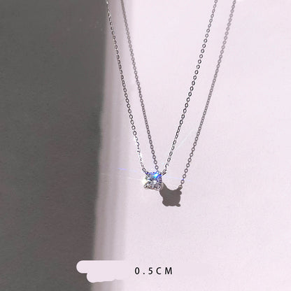 Minimalist 925 Silver Diamond Necklace for Women