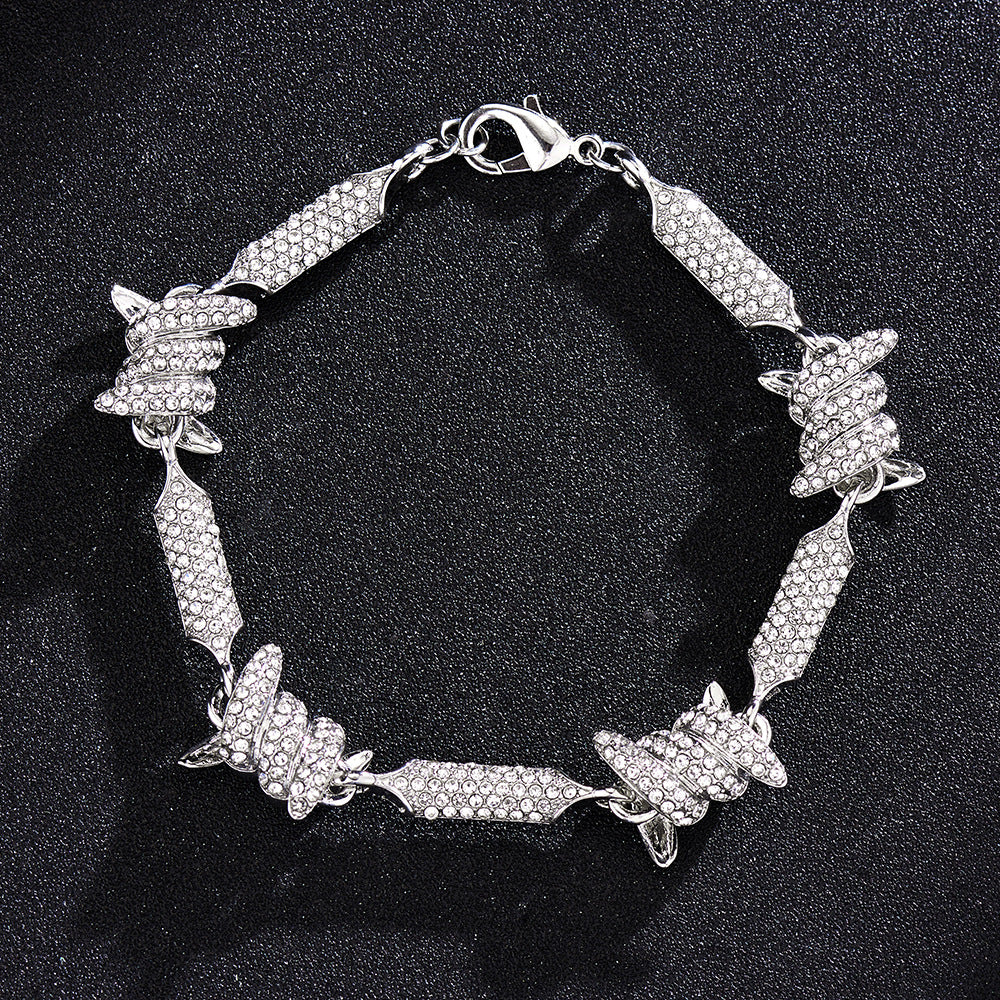 3D Cuban Link Chain Necklace with Full Rhinestones