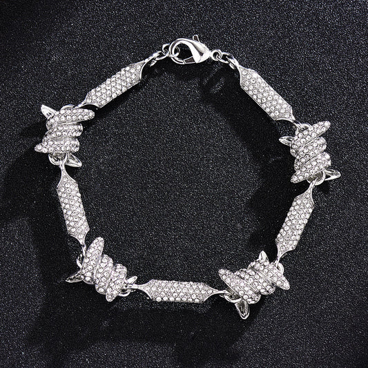 3D Cuban Link Chain Necklace with Full Rhinestones