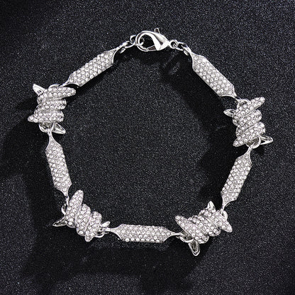 3D Cuban Link Chain Necklace with Full Rhinestones
