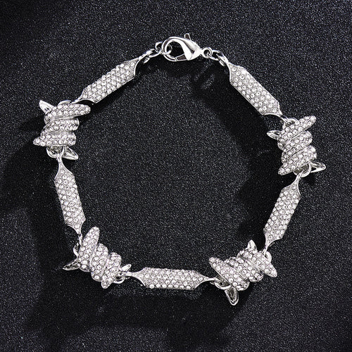 3D Cuban Link Chain Necklace with Full Rhinestones