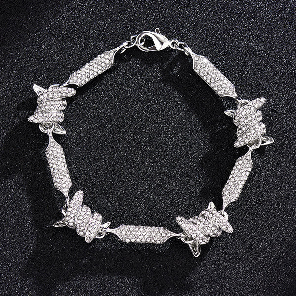 3D Cuban Link Chain Necklace with Full Rhinestones