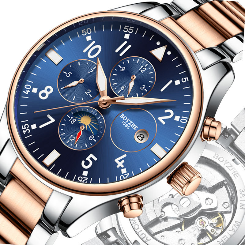BOYZHE Men's Automatic Mechanical Watch with Luminous Dial