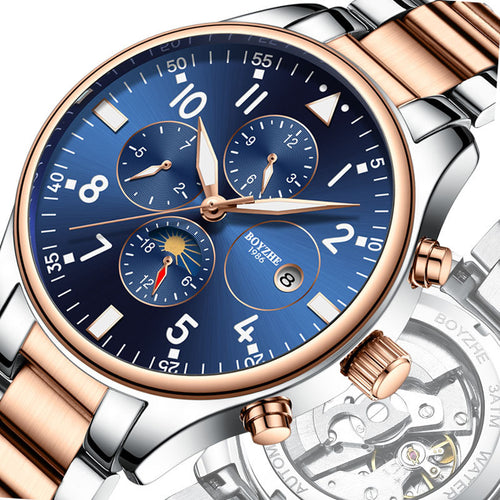 BOYZHE Men's Automatic Mechanical Watch with Luminous Dial