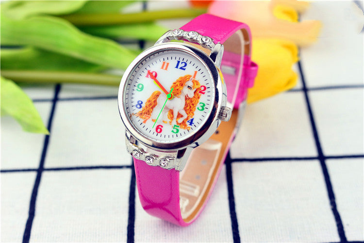 Unicorn Kids Belt Watch with Cartoon Design and Quartz Movement