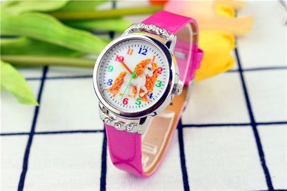 Unicorn Kids Belt Watch with Cartoon Design and Quartz Movement