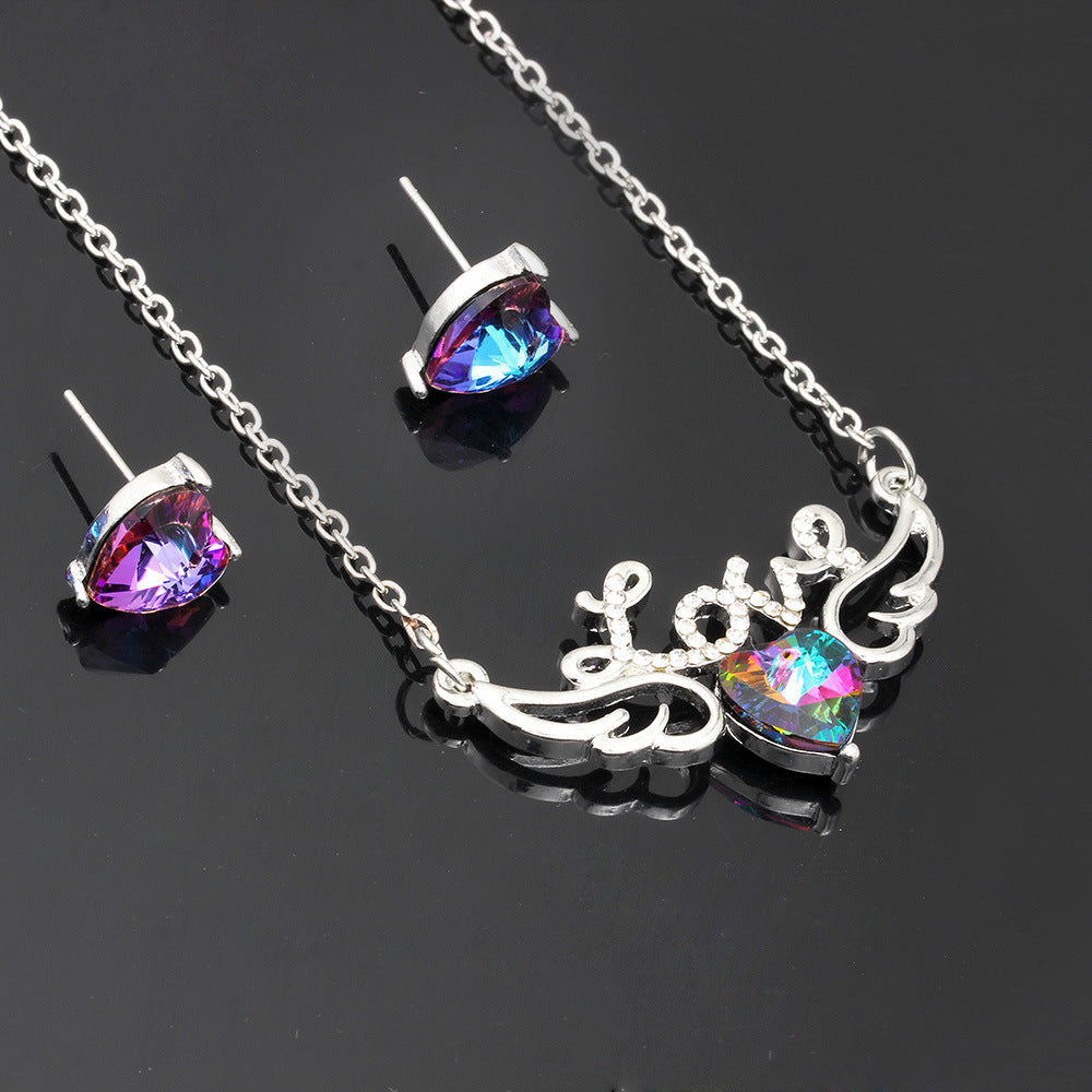 Swarovski Heart Pendant Earring and Necklace Set