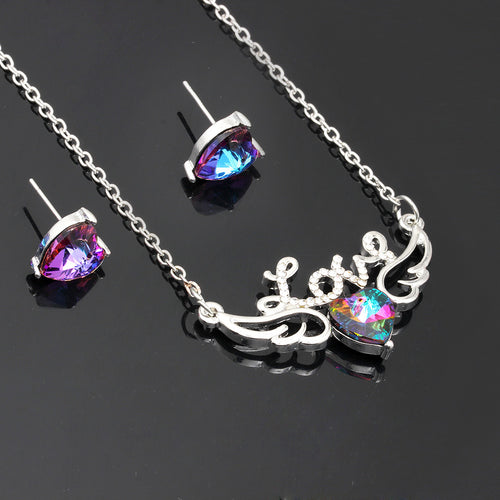 Swarovski Heart Pendant Earring and Necklace Set