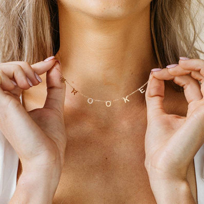 Custom DIY Stainless Steel Initial Necklace in 18K Gold