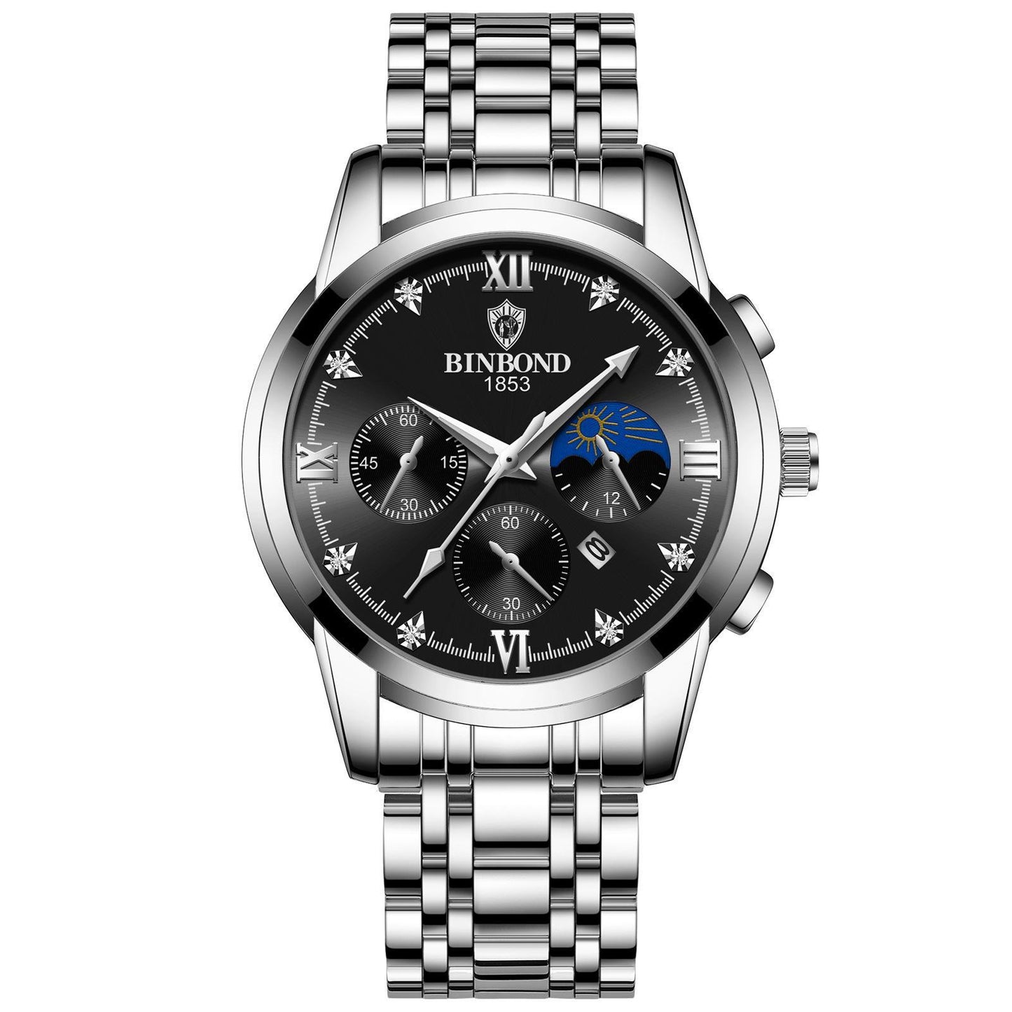 2019 Men's Automatic Quartz Watch with Steel Band