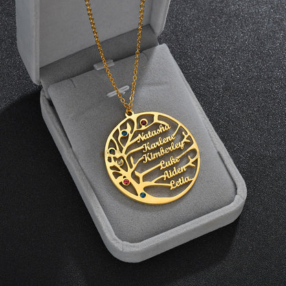 Custom Stainless Steel Name Necklace with Tree of Life