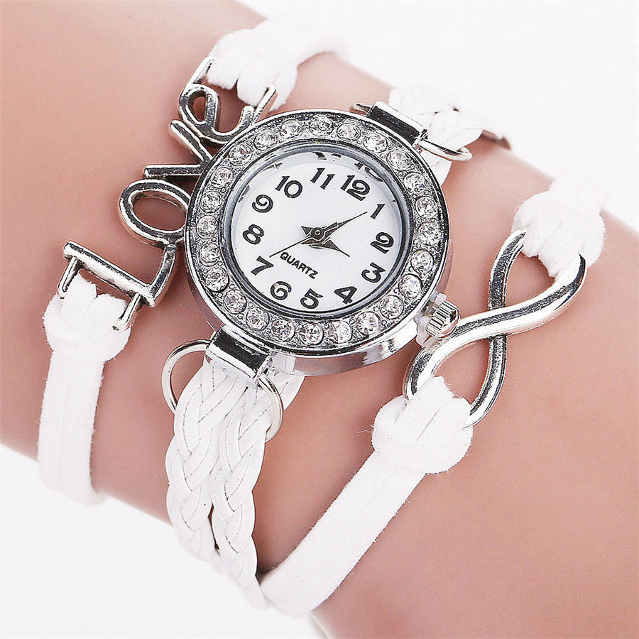 Women's Diamond-Studded Circle Bracelet Watch