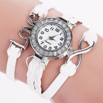 Women's Diamond-Studded Circle Bracelet Watch