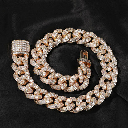Men's Personalized Square Zirconium Cuban Bracelet Necklace
